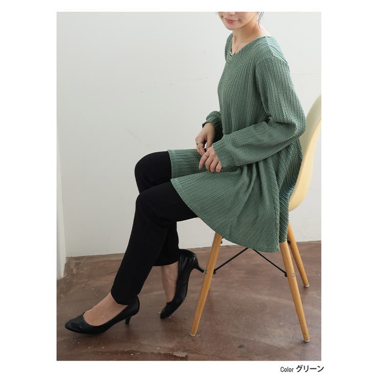 ニットとカットのいいとこどり! 気になるところをまるっとカバー ケーブルニットソー | A Happy Marilyn | 詳細画像11 