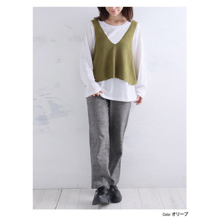 着心地さらっとスタイルアップが叶う ニットベスト+チュニック アンサンブル | A Happy Marilyn | 詳細画像9