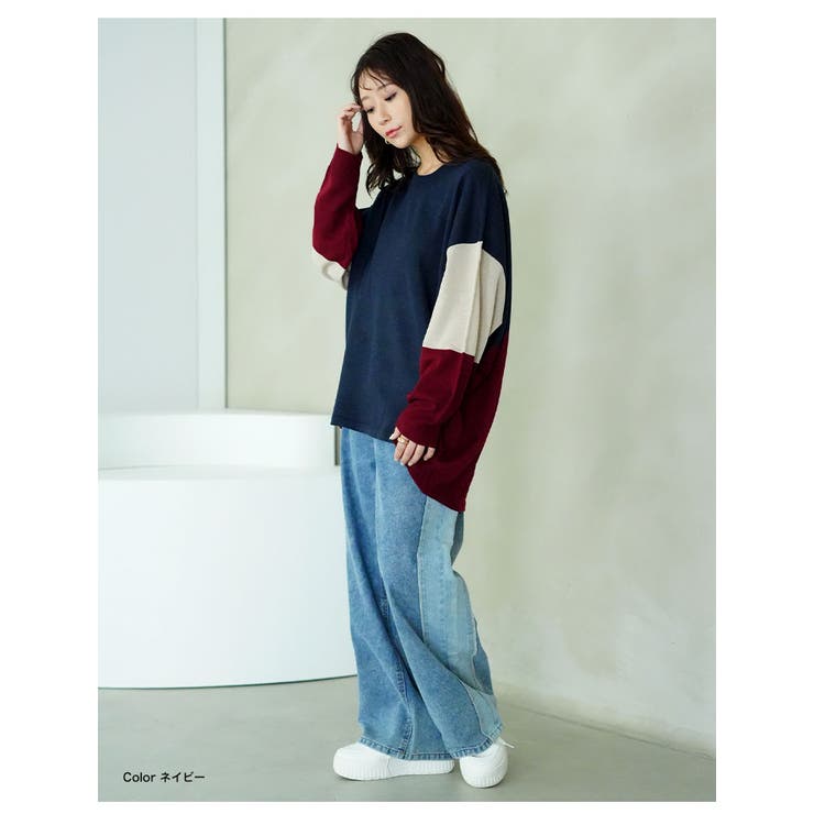 厚すぎないのが着やすい！！配色デザイン 着映え ニット | A Happy Marilyn | 詳細画像14 