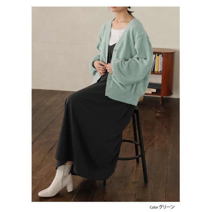 シルキーフェザー Vネック ニットカーディガン | A Happy Marilyn | 詳細画像17 