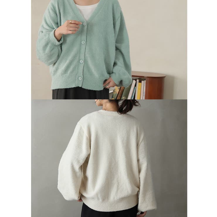 シルキーフェザー Vネック ニットカーディガン | A Happy Marilyn | 詳細画像5 