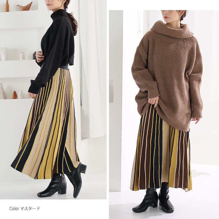 着やせて着映える! ストライプ ニットスカート | A Happy Marilyn | 詳細画像12 