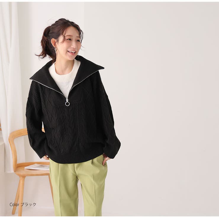 レイヤード風 ケーブル編み トップス | A Happy Marilyn | 詳細画像12 