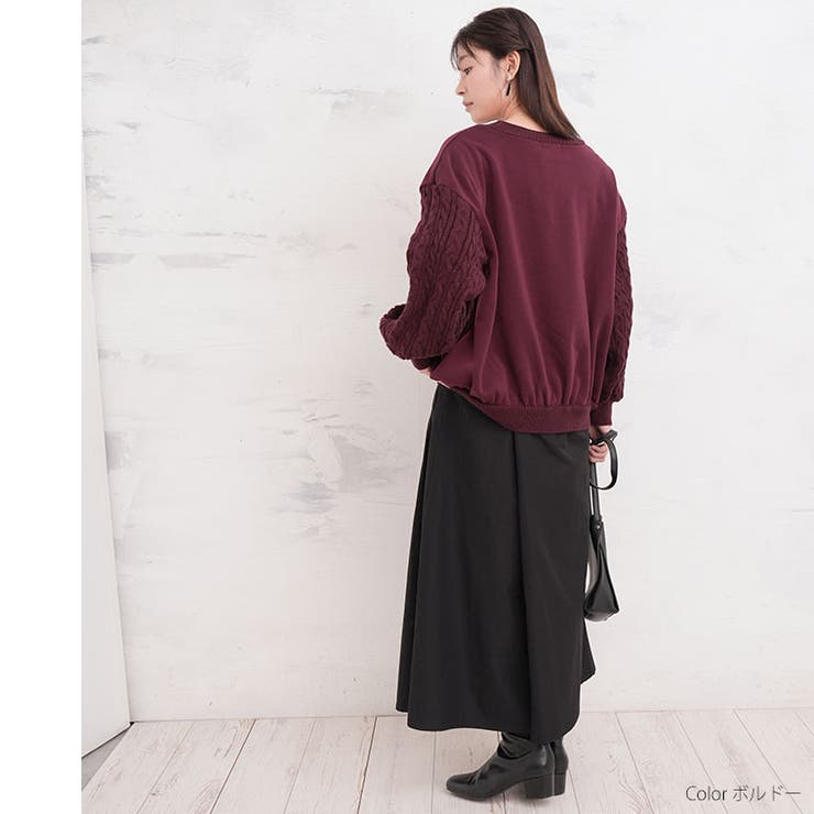 裏起毛 ケーブルニット ドッキング | A Happy Marilyn | 詳細画像15 