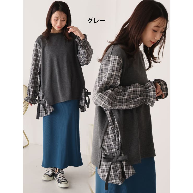 サイドリボン 布帛使い キャンディスリーブ | A Happy Marilyn | 詳細画像15 