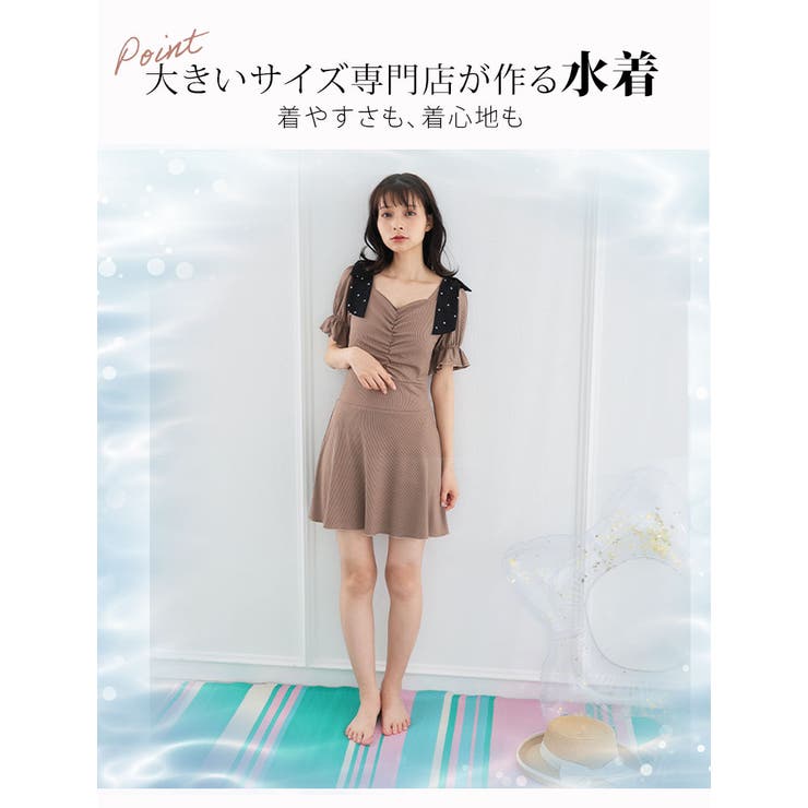 水着 ショルダードットリボン ミニワンピース | A Happy Marilyn | 詳細画像4 