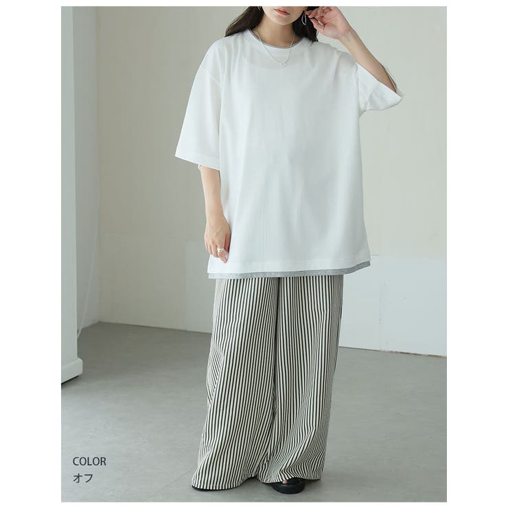遮熱＆接触冷感＆吸水＆速乾 五分袖コンフォートメッシュ 配色レイヤードTシャツ | A Happy Marilyn | 詳細画像14 