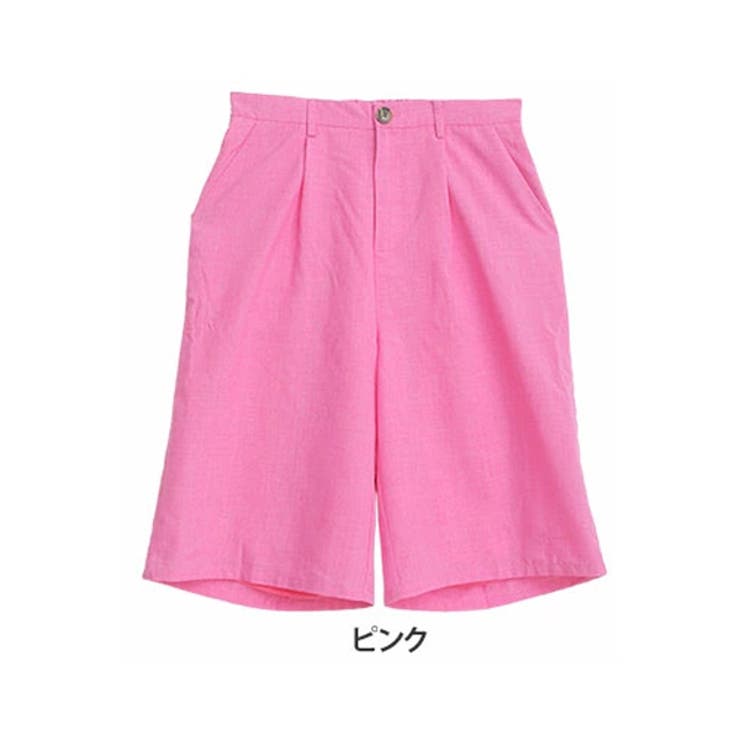 ピンク | ラファモプロデュース リネンライク バミューダパンツ | A Happy Marilyn