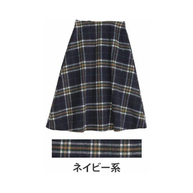 ネイビー系 | チェック フレア ロングスカート | A Happy Marilyn