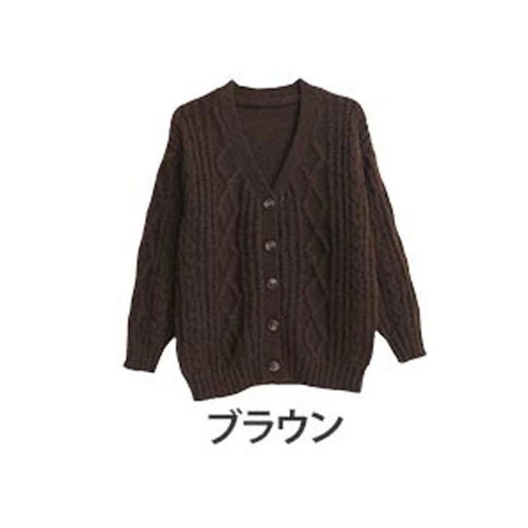 ブラウン | 選べる身長別 エアリー ケーブルニットカーデ | A Happy Marilyn