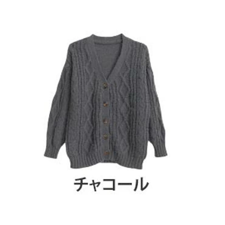 チャコール | 選べる身長別 エアリー ケーブルニットカーデ | A Happy Marilyn