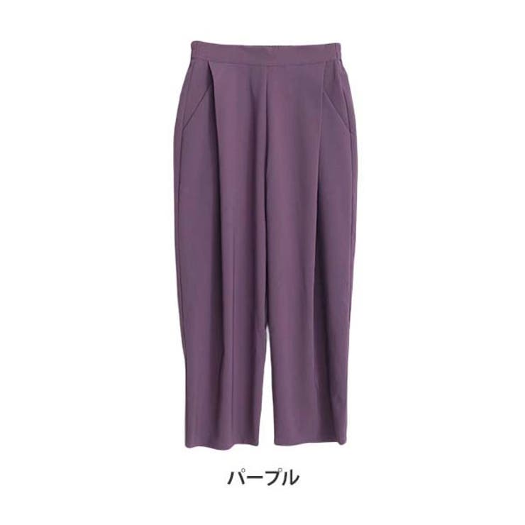 パープル | フロントタック使い ワイドパンツ 大きいサイズ | A Happy Marilyn