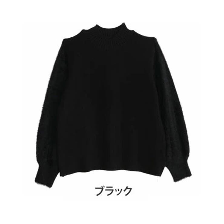 ブラック | シャギー袖 モックネック ニットプルオーバー | A Happy Marilyn