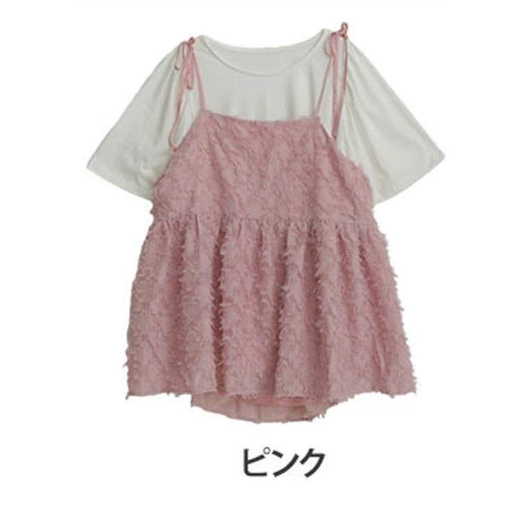 ピンク | 【ラファモプロデュース】フェザージャガード×フレア袖Tシャツ アンサンブル(えん… | A Happy Marilyn