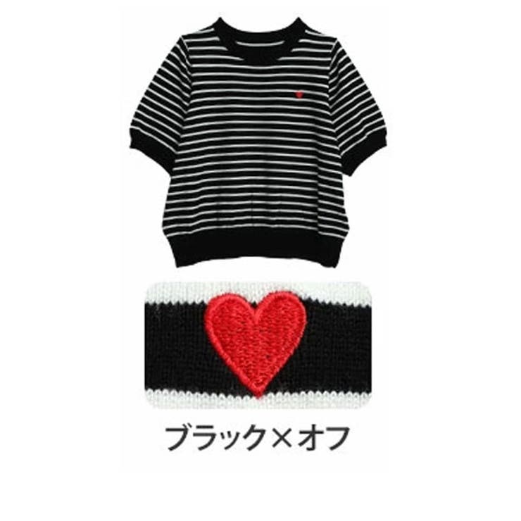 ブラック×オフ | マリクールknit ハート刺繍 トップス | A Happy Marilyn