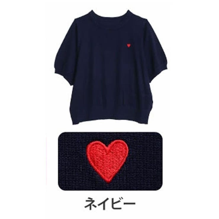 polly anna ピンク ハート刺繍 半袖トップス