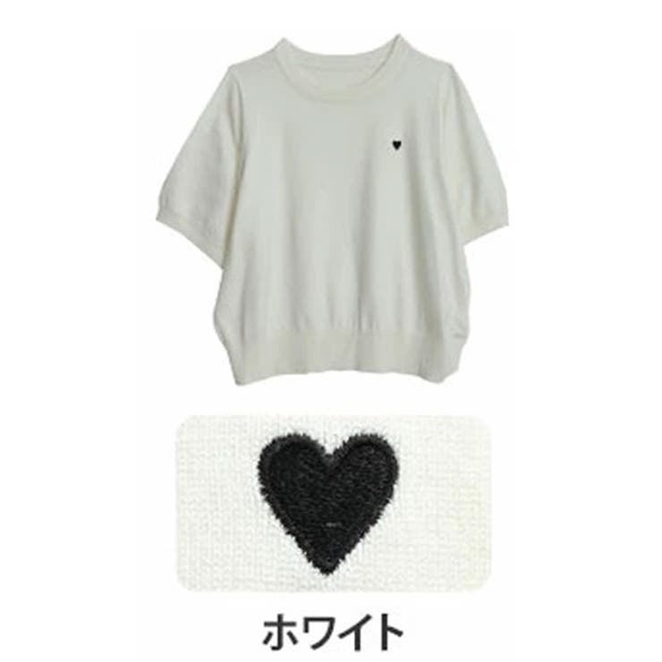 ホワイト | マリクールknit ハート刺繍 トップス | A Happy Marilyn