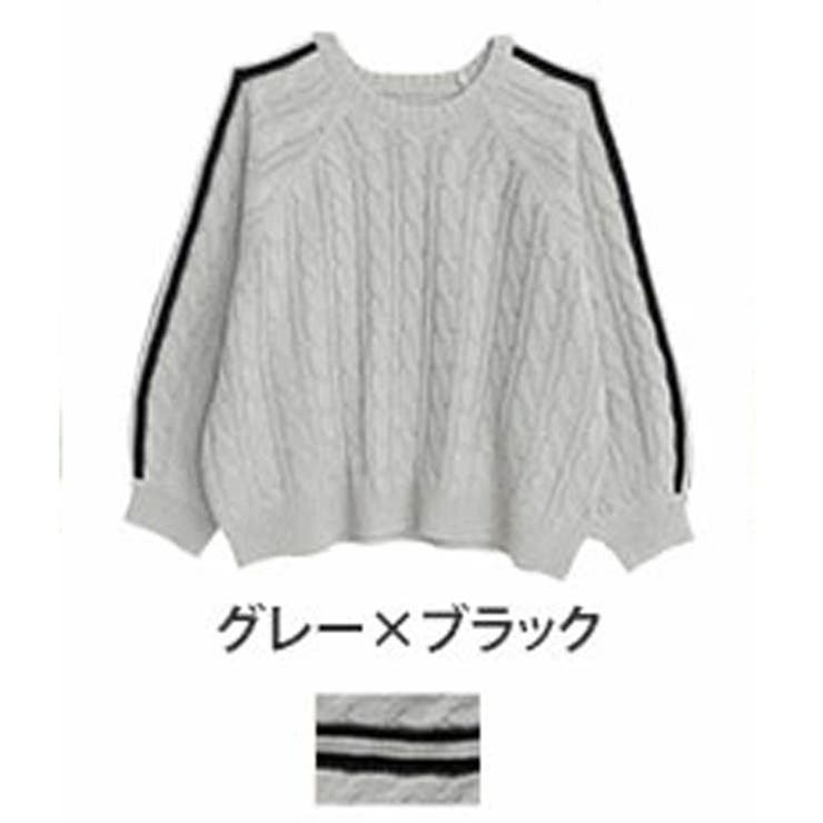 グレー×ブラック | ネックが選べる！ 厚すぎないのが嬉しい ニットの我慢を解消！！袖ライン入り | A Happy Marilyn