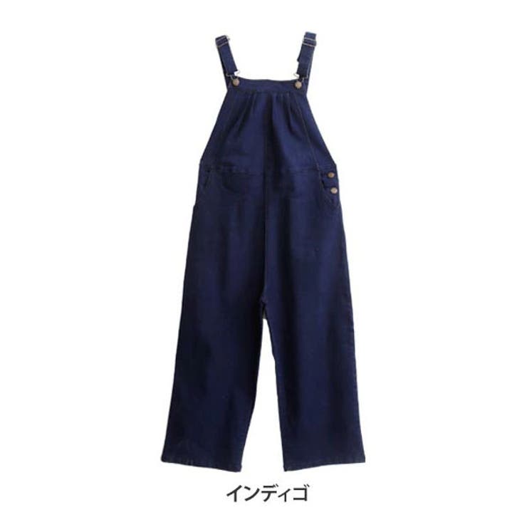 胸タックデザイン ワイドパンツ サロペット大きいサイズ[品番