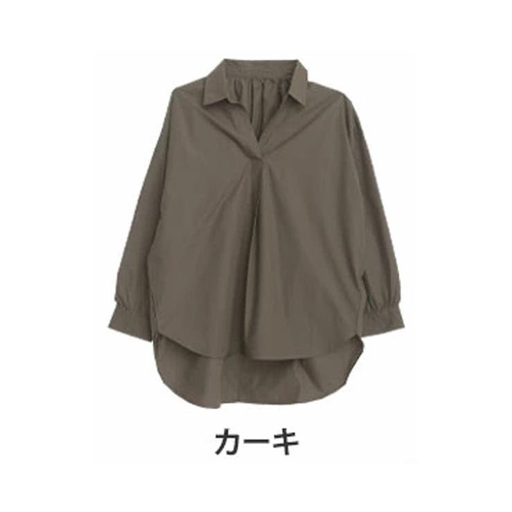 カーキ | ギャザー スキッパー ブラウス | A Happy Marilyn