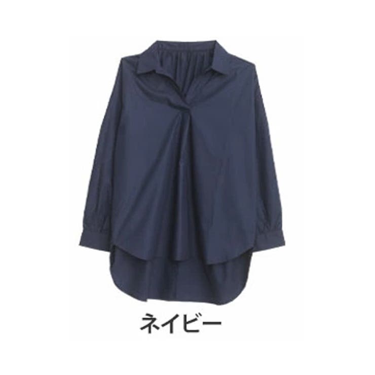 ネイビー | ギャザー スキッパー ブラウス | A Happy Marilyn