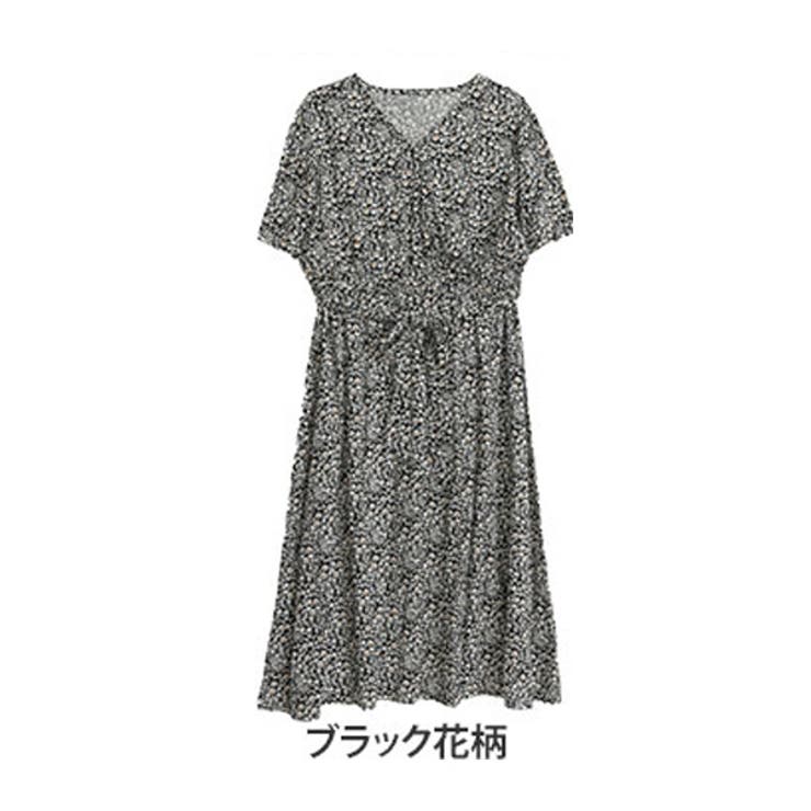 ブラック花柄 | 暑くても着痩せ映え カシュクール ワンピース | A Happy Marilyn