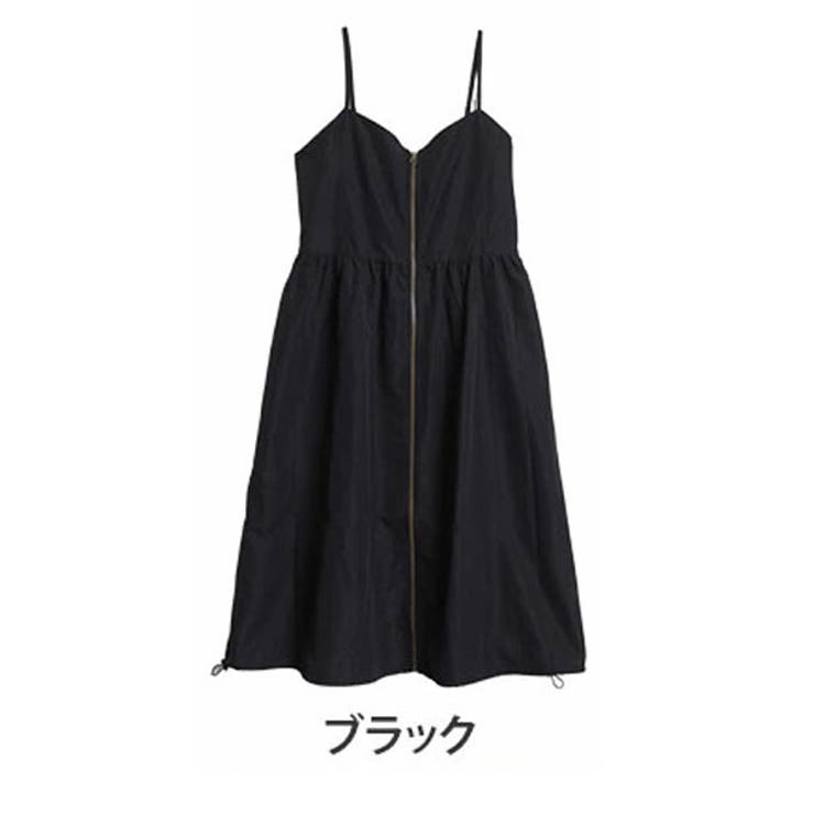 ブラック | 切り替えで着痩せ フロントジップ Aライン | A Happy Marilyn