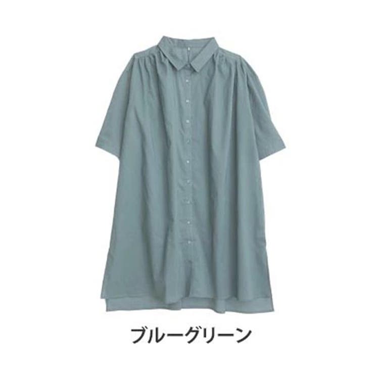 ★d.stores　シャツチュニック♪ 田中亜希子さんコラボ ］ バンドカラーガーゼシャツチュニック