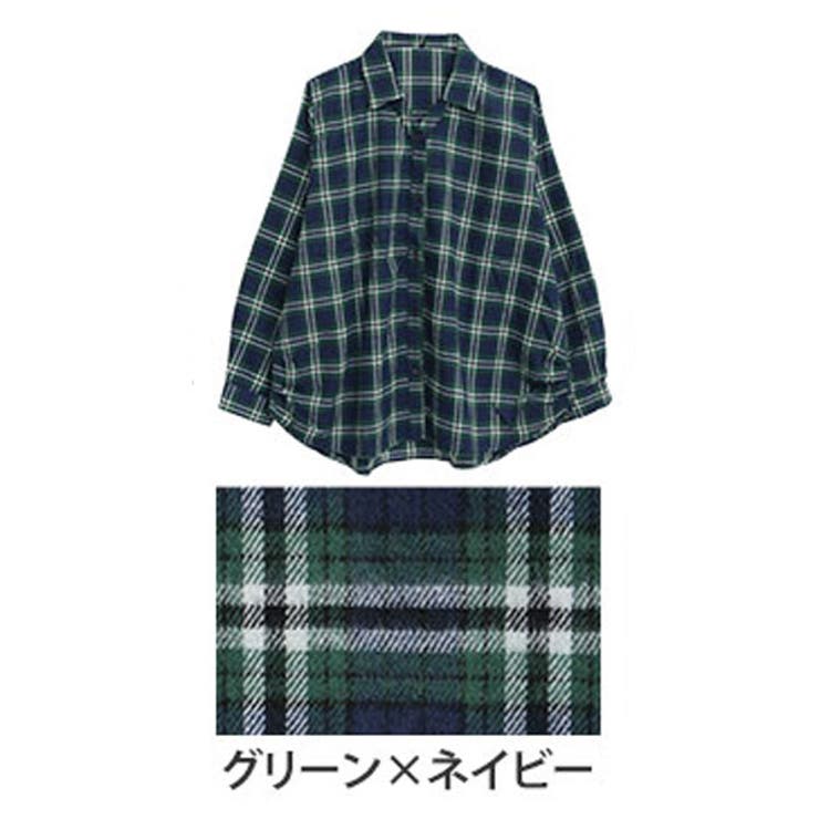 グリーン×ネイビー | フランネルチェック サイドタックシャツ ブラウス | A Happy Marilyn
