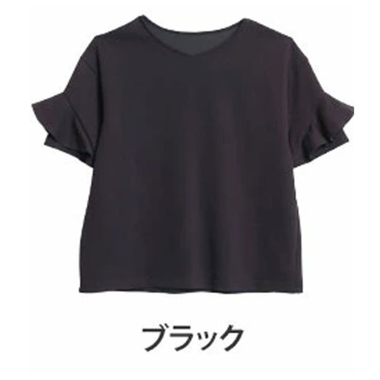 ブラック | 【ハッピーさらりん】 上品袖フレア 夏のTブラウス | A Happy Marilyn