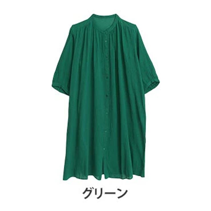 風通るプレミアム 綿楊柳 シャツチュニック[品番：AH000021847
