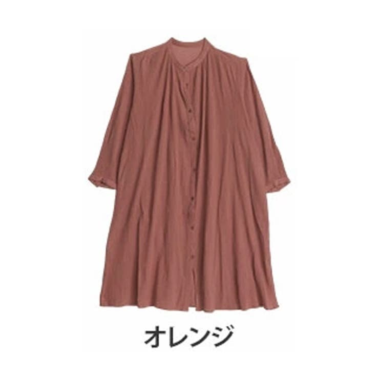 オレンジ | 風通るプレミアム 綿楊柳 シャツチュニック | A Happy Marilyn