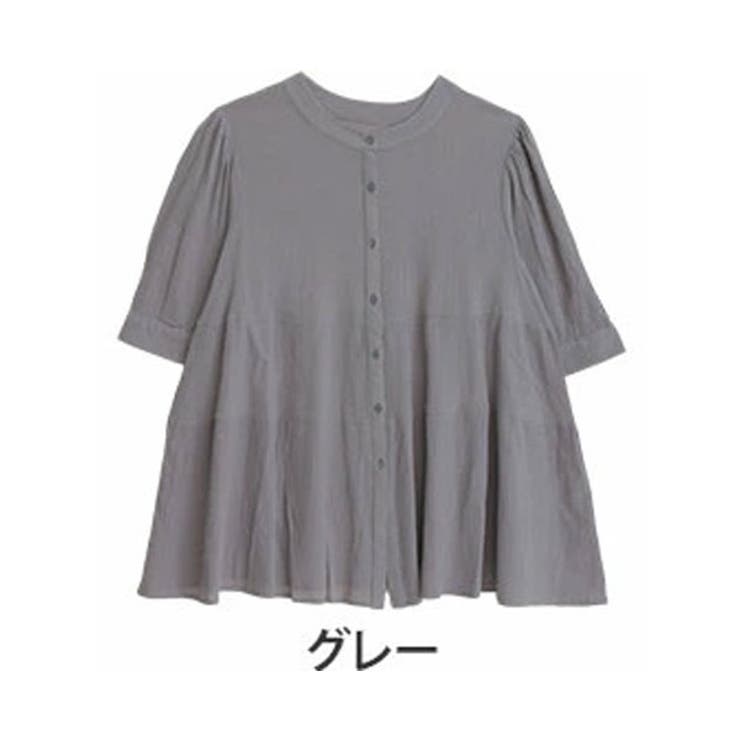 グレー | 風通るプレミアム 七分袖 ティアードブラウス | A Happy Marilyn