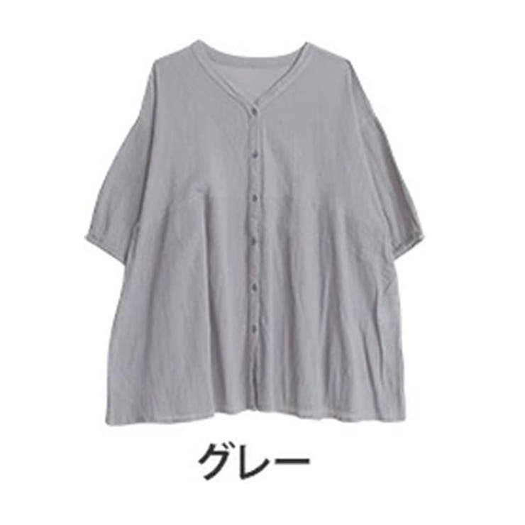グレー | 【風通るプレミアム】 綿楊柳 七分袖ウエストギャザーブラウス | A Happy Marilyn