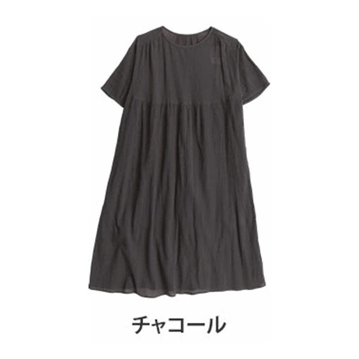 チャコール | 風通るプレミアム 五分袖 ウエスト切替ワンピース | A Happy Marilyn