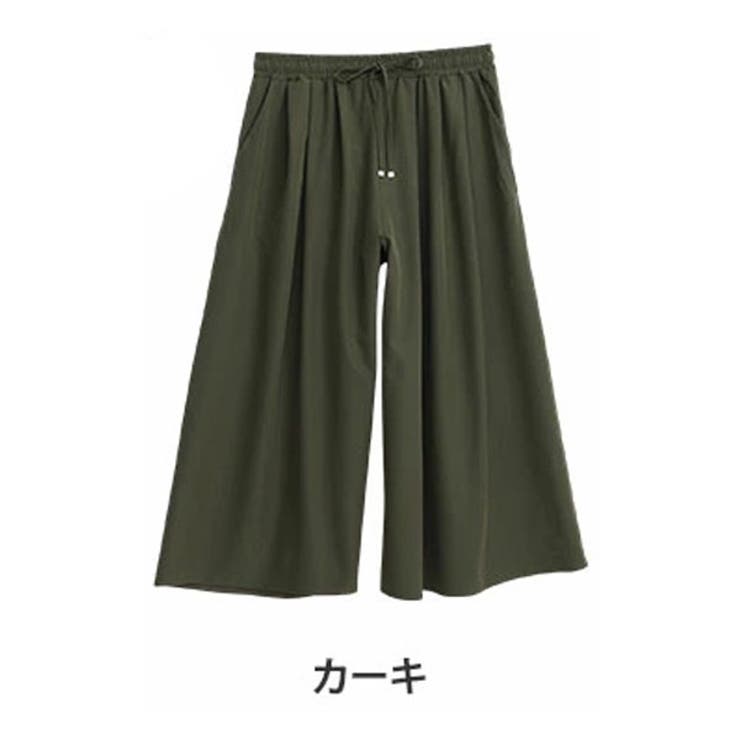 カーキ | 【Hinaさんコラボ】ウエストすっきり タック使い ワイドスカンツ | A Happy Marilyn