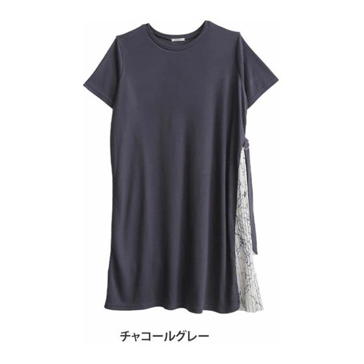 チャコールグレー | 左脇プリーツ 切替 ワンピース | A Happy Marilyn