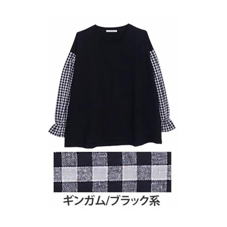 ギンガム/ブラック系 | 綿100％ 異素材使い トップス | A Happy Marilyn