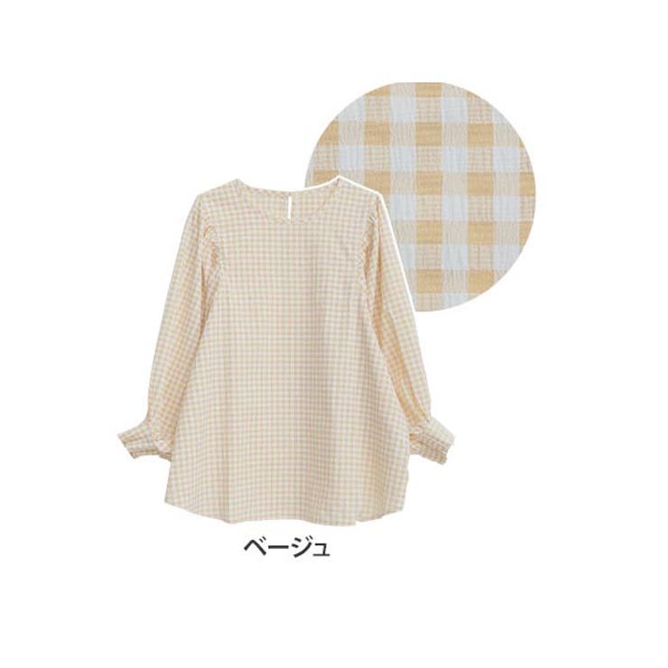 ベージュ | LUMFORLEproducedbyMy:nia ギンガム ボリュームスリーブブ… | A Happy Marilyn