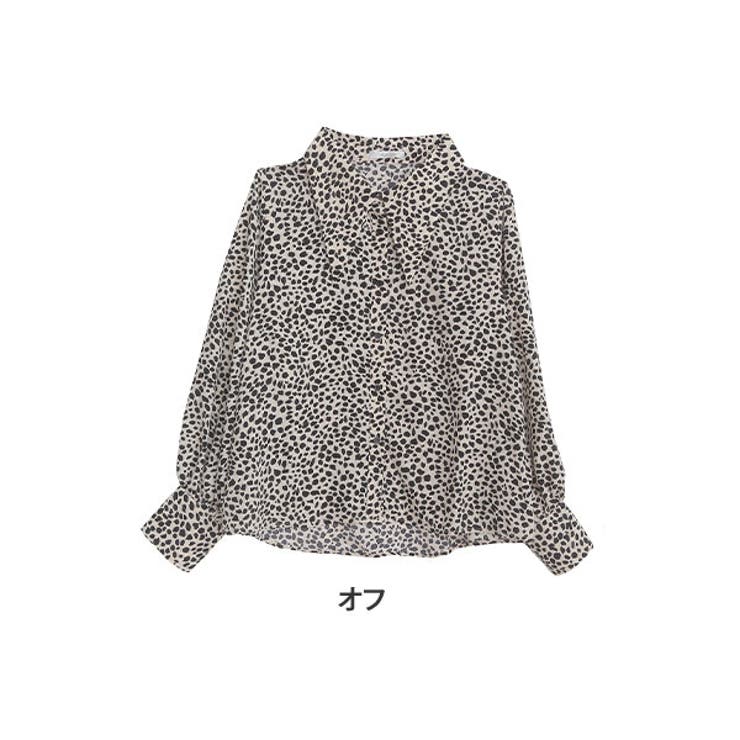 ダルメシアン柄 三角襟 ボリューム袖シャツ[品番：AH000021317]｜A