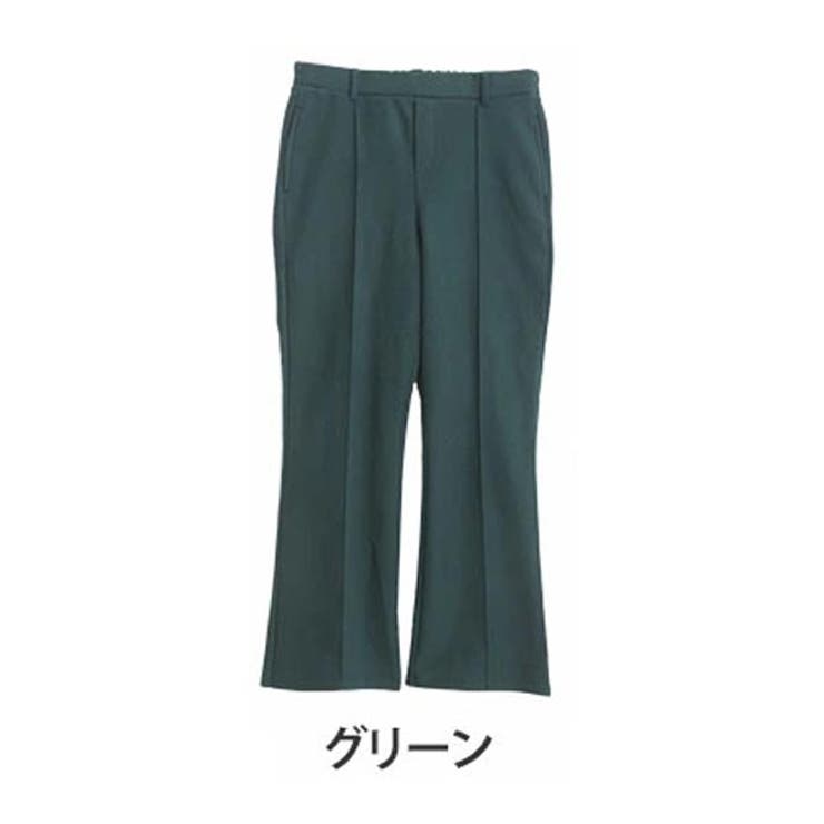 ウール調起毛 センターピンタック フレアパンツ[品番