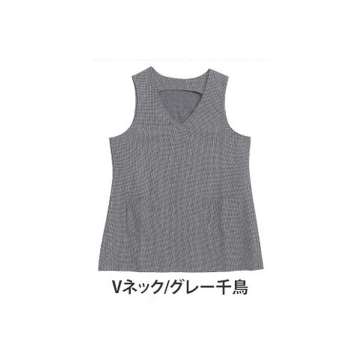 Vネック/グレー千鳥