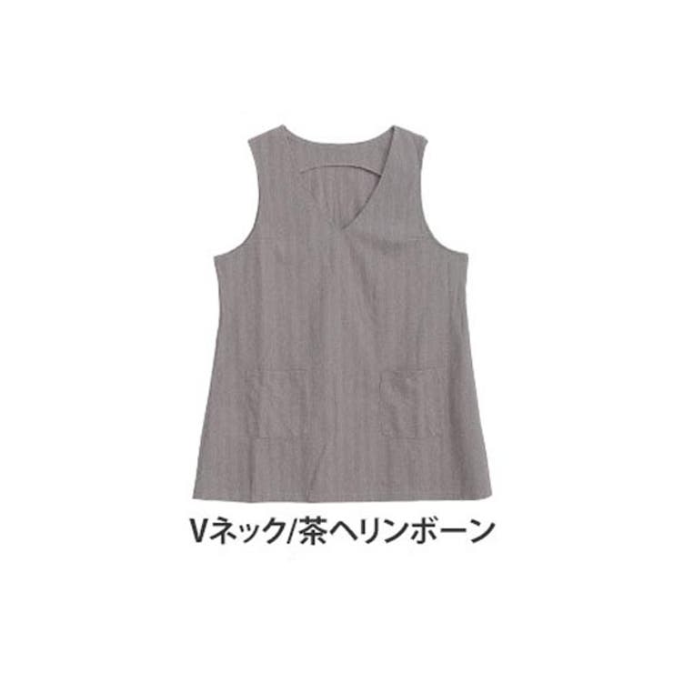 Vネック/茶ヘリンボーン