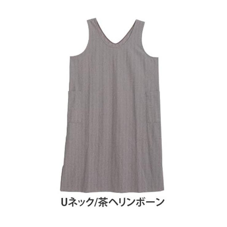 Uネック/茶ヘリンボーン