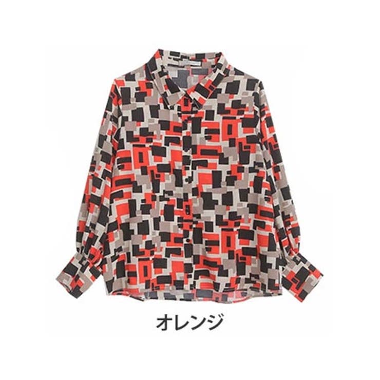 まりこの部屋 プリント柄ロングシャツブラウス ブラウス レディース おしゃれ 40代 50代 60代 70代 80代 ミセス