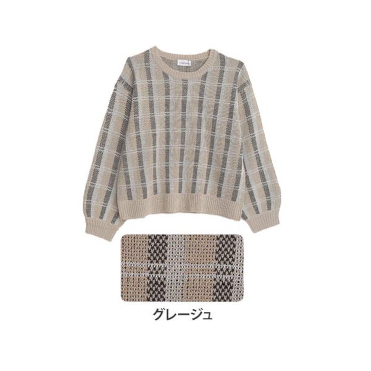 【45R】45rpm 馬比古ウール100% ジャガードニットセーター チェック柄 ジャガード チェック柄 ニット[品番：AH000021458]｜A Happy Marilyn