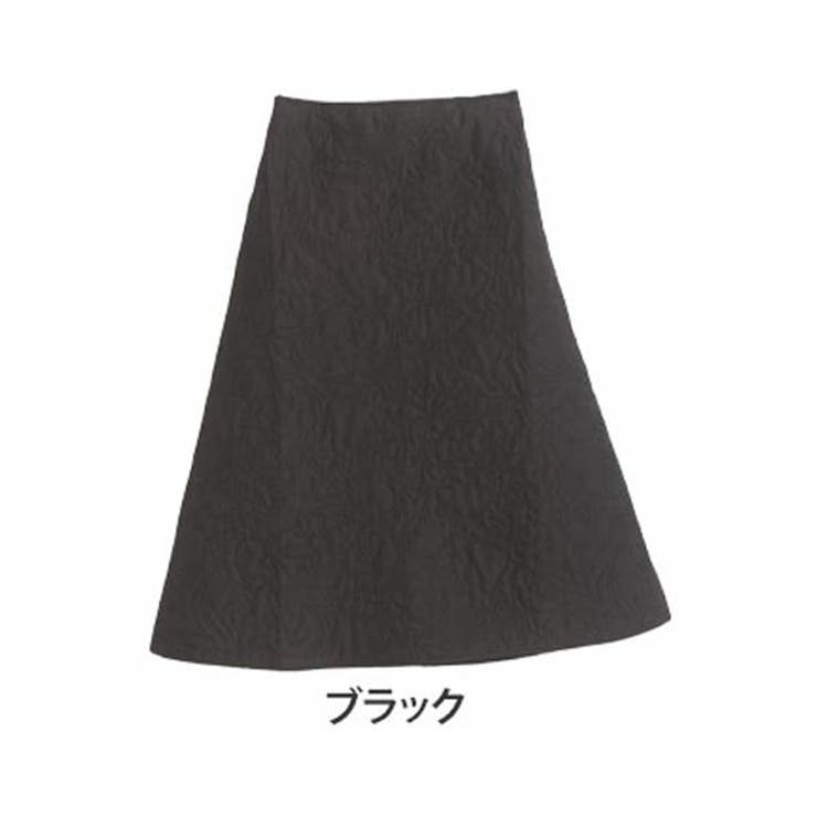 ブラック | 花柄キルト Ａライン スカート | A Happy Marilyn