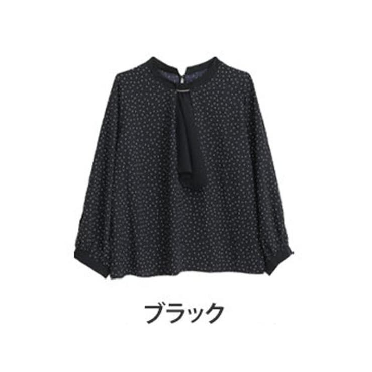 ブラック | Rin 袖2way ドット柄ボウタイブラウス | A Happy Marilyn