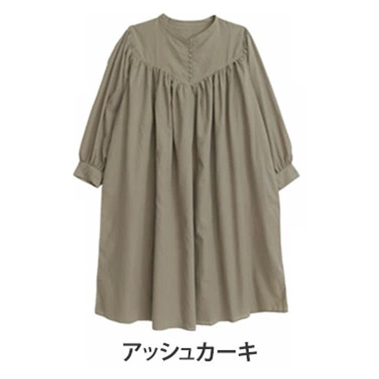 アッシュカーキ | TCボイル デコルテギャザー ボヤージュワンピース | A Happy Marilyn