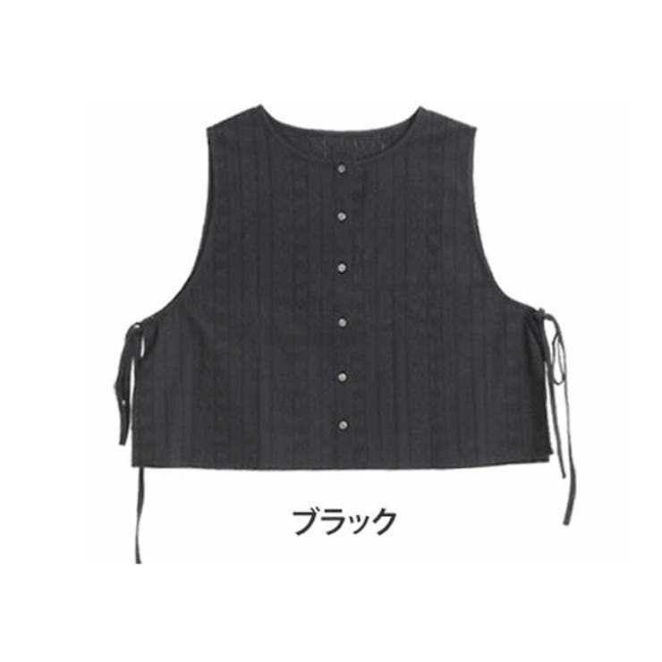 ブラック | ゆとりMARILYN ストライプ 脇リボンベスト | A Happy Marilyn